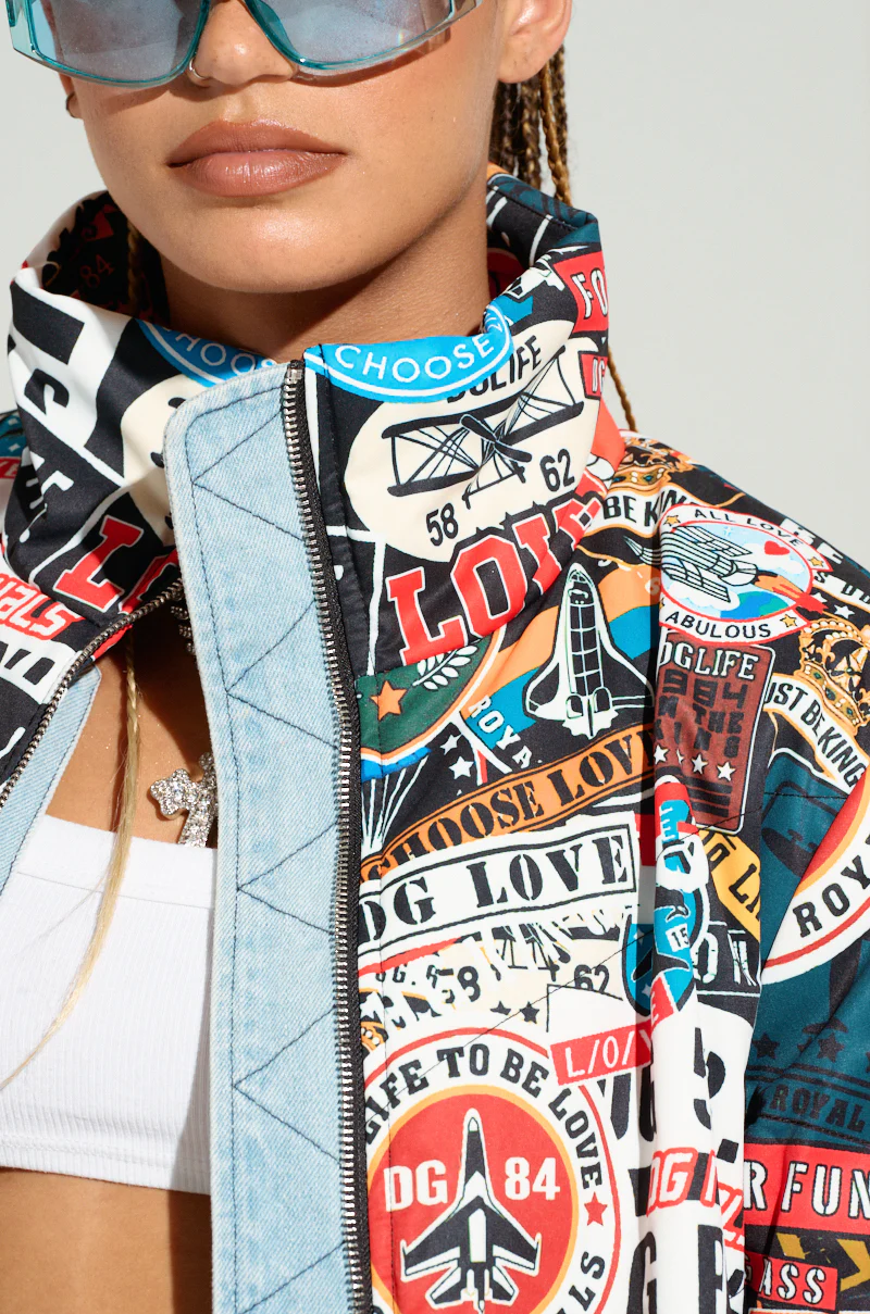 RED LIGHT LAYERED GRAPHIC BOMBER - Image 7