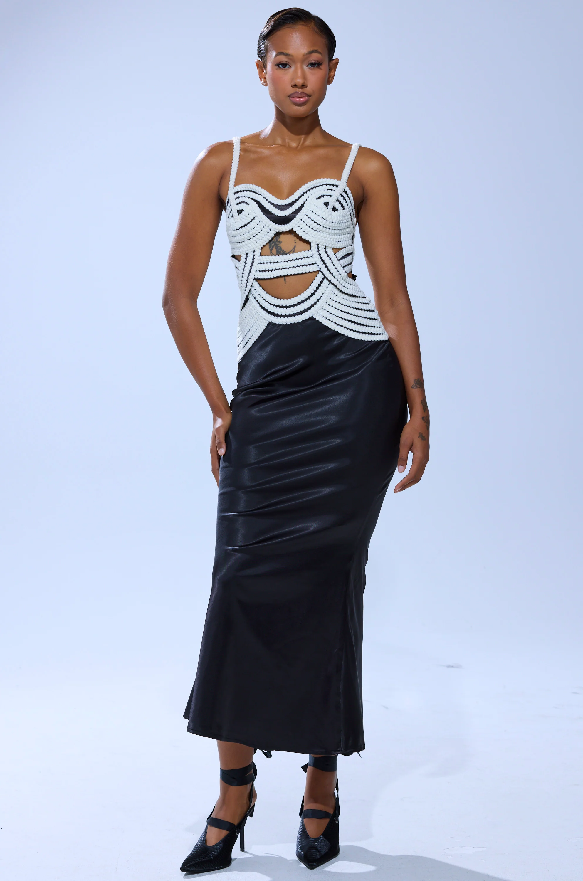 REGAL ROPE DETAIL SATIN MIDI DRESS - Image 2