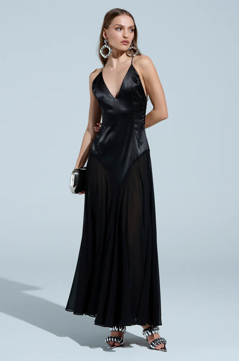 REINA SATIN MESH MAXI DRESS - Image 3
