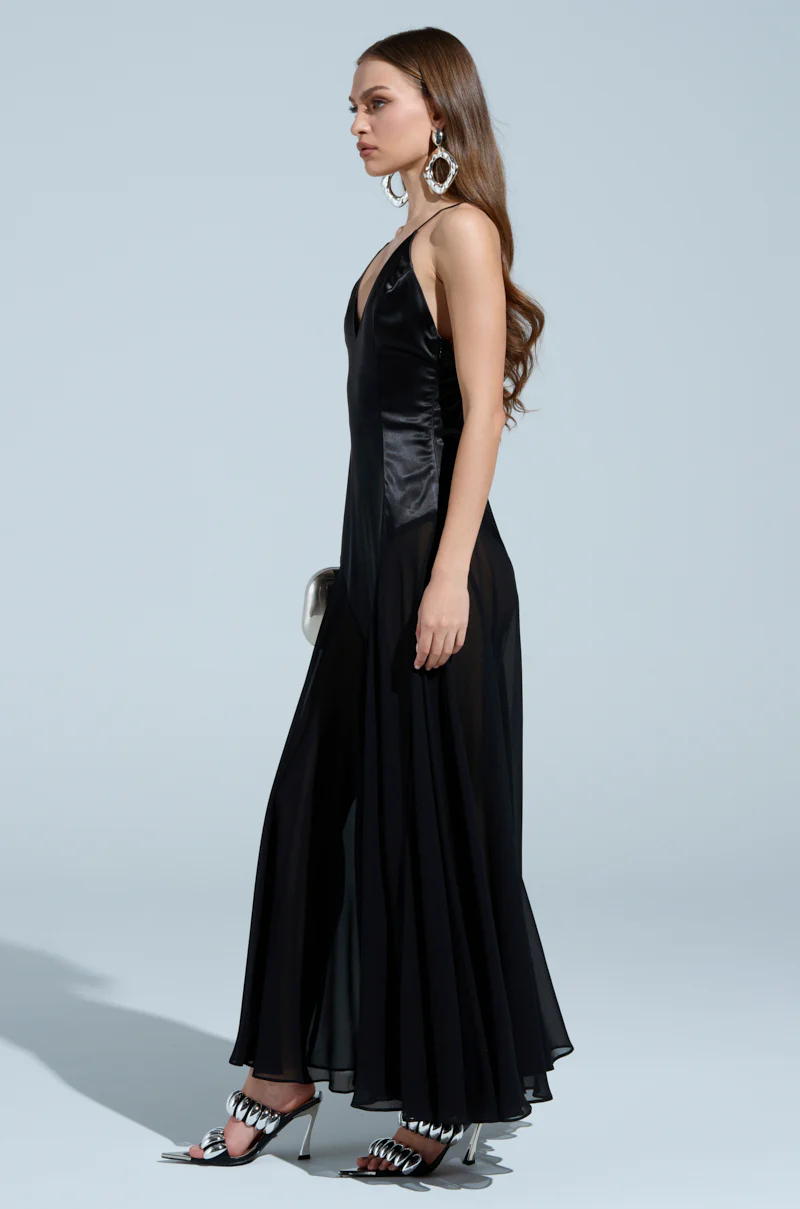 REINA SATIN MESH MAXI DRESS - Image 4