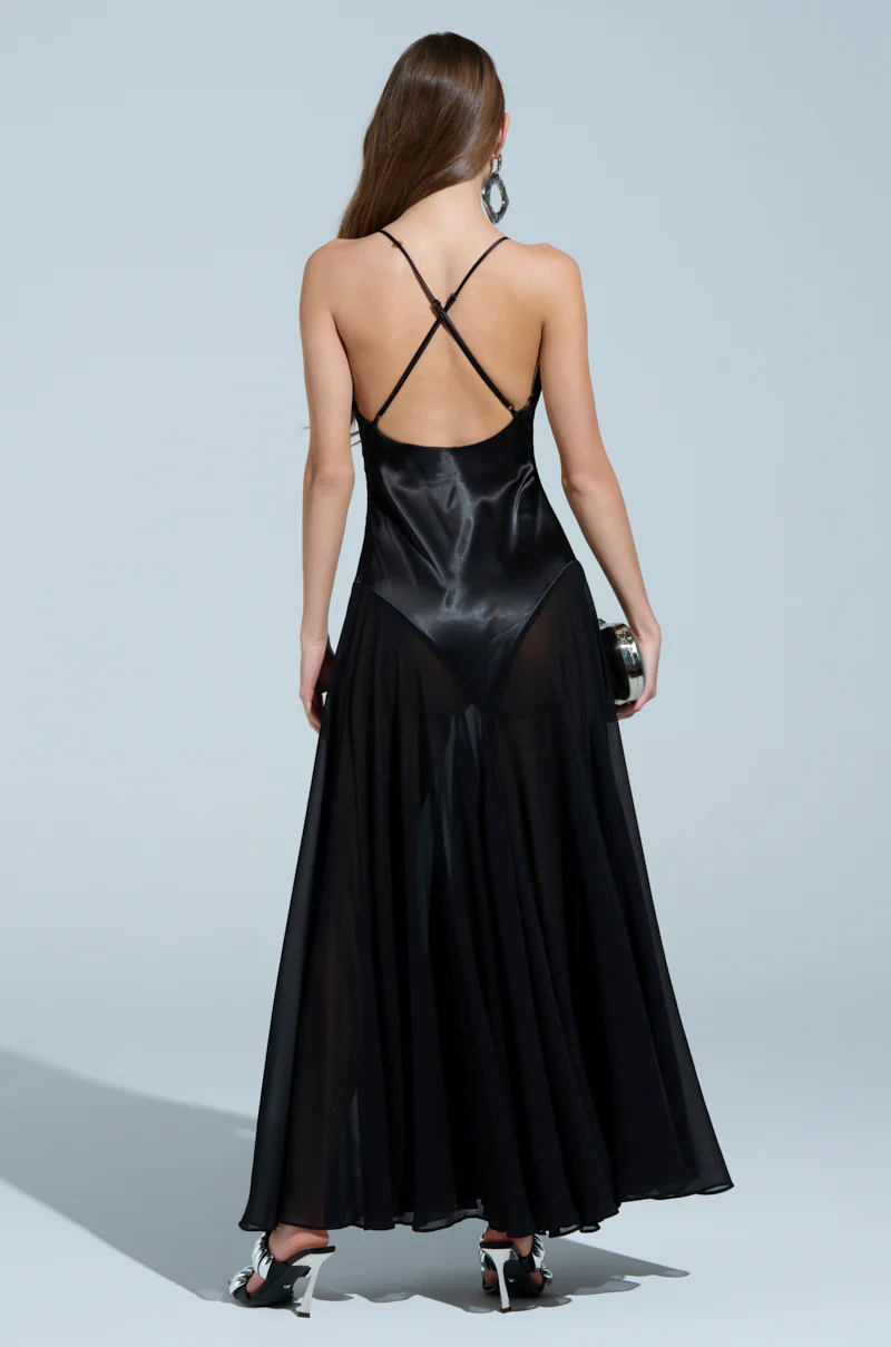 REINA SATIN MESH MAXI DRESS - Image 5