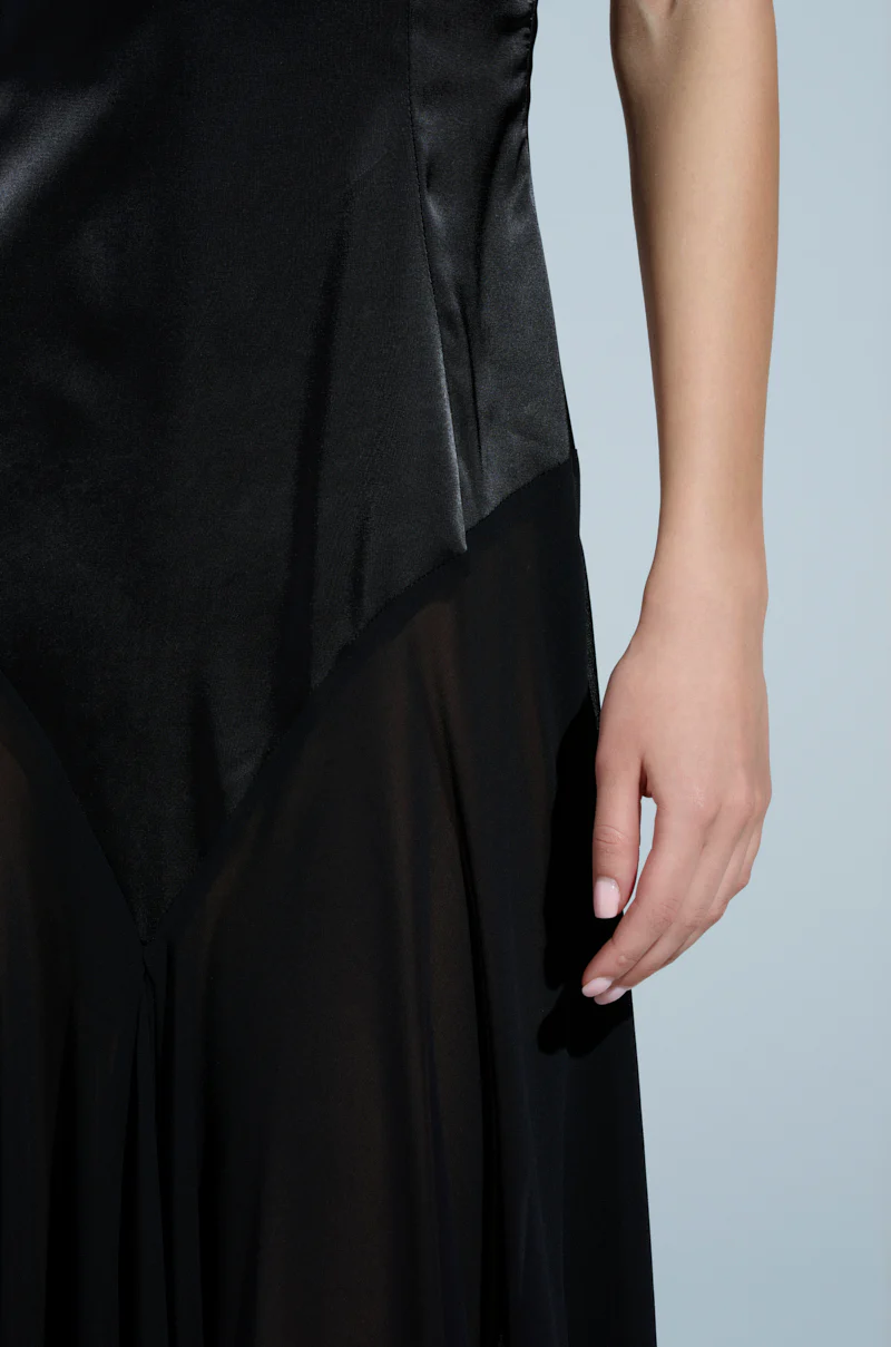REINA SATIN MESH MAXI DRESS - Image 6