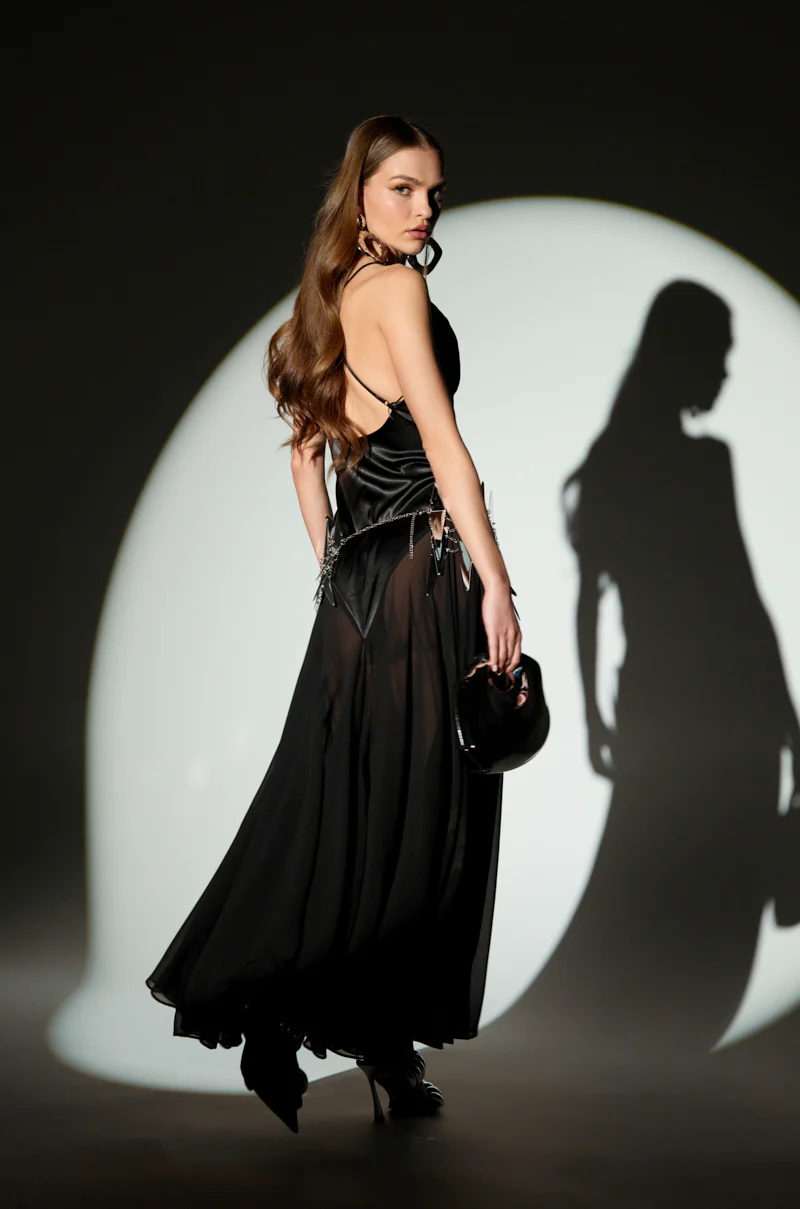 REINA SATIN MESH MAXI DRESS - Image 8