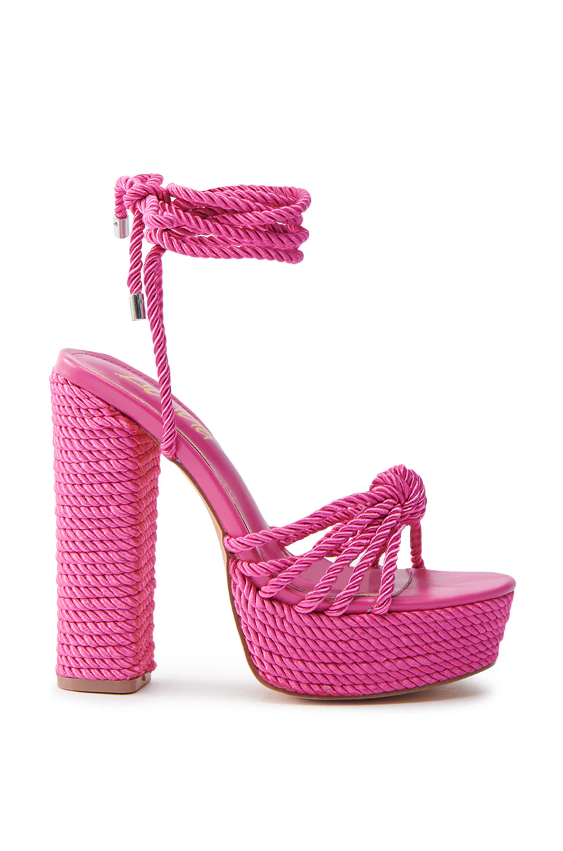 RENEE FUCHSIA ROPE DETAIL LACE UP SANDAL - Image 3