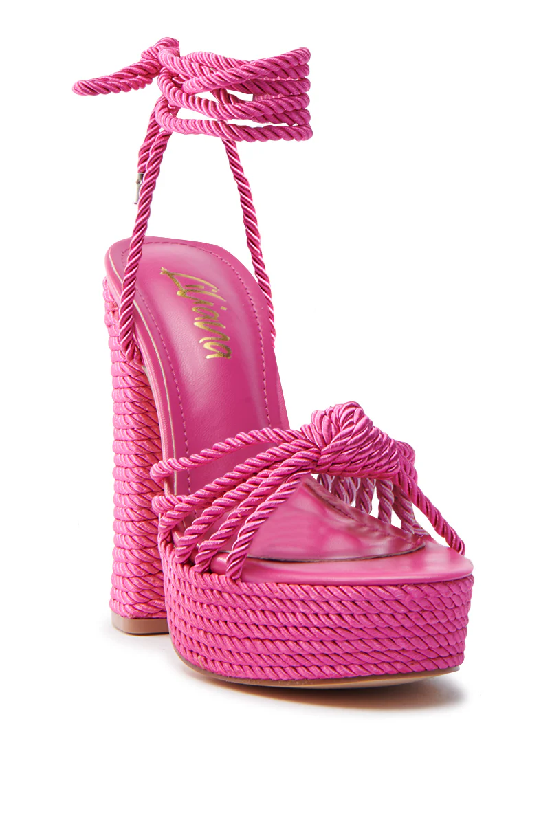 RENEE FUCHSIA ROPE DETAIL LACE UP SANDAL - Image 4