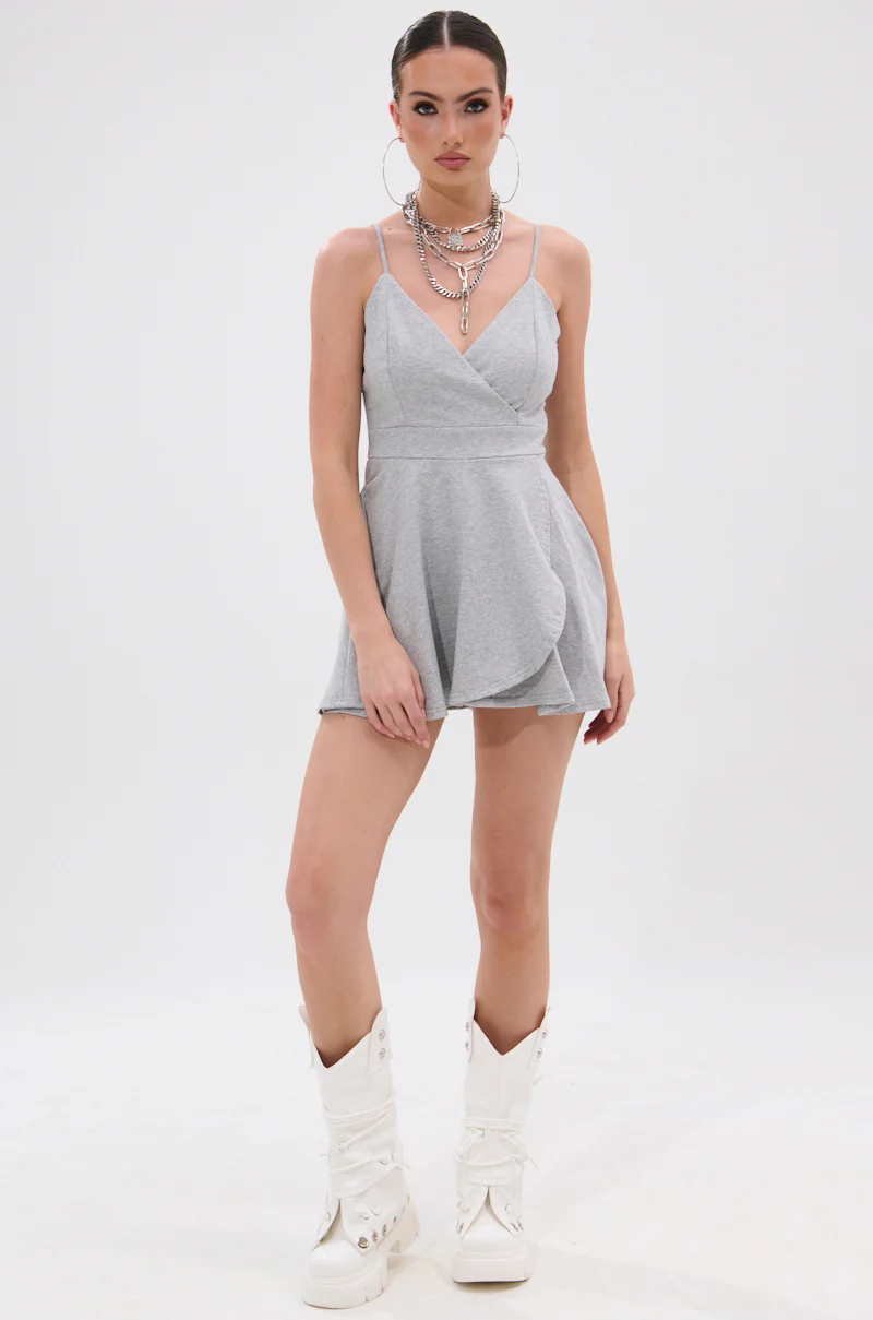 RESORT CASUAL SLEEVELESS ROMPER IN HEATHER GREY - Image 7