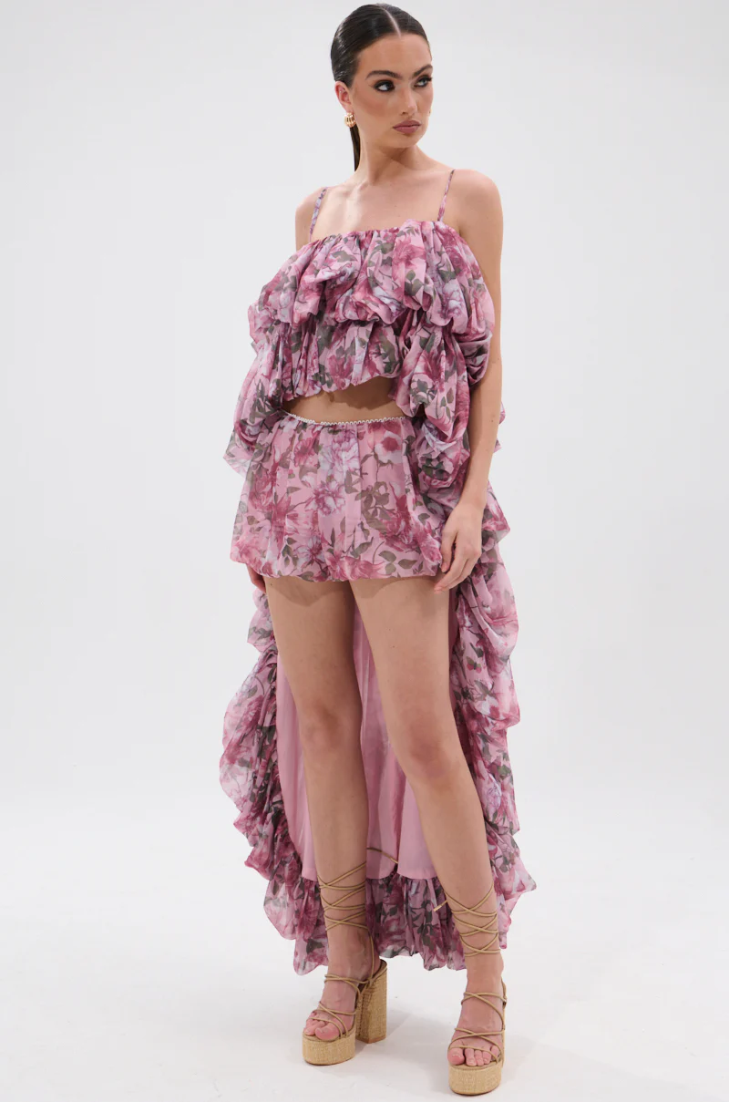 REVERENT FLORAL HIGH LOW BLOUSE TOP - Image 2