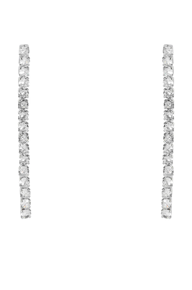 RHINESTONE DROP EARRING IN SILVER - Image 2
