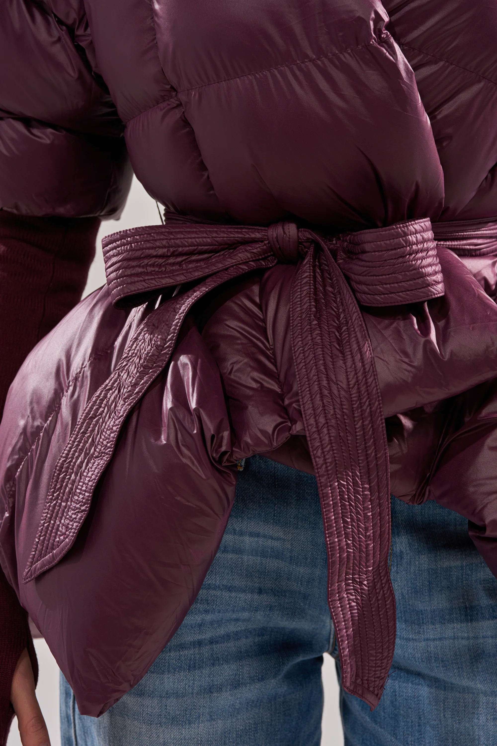 RIB SLEEVE PEPLUM PUFFER IN PURPLE - Image 8