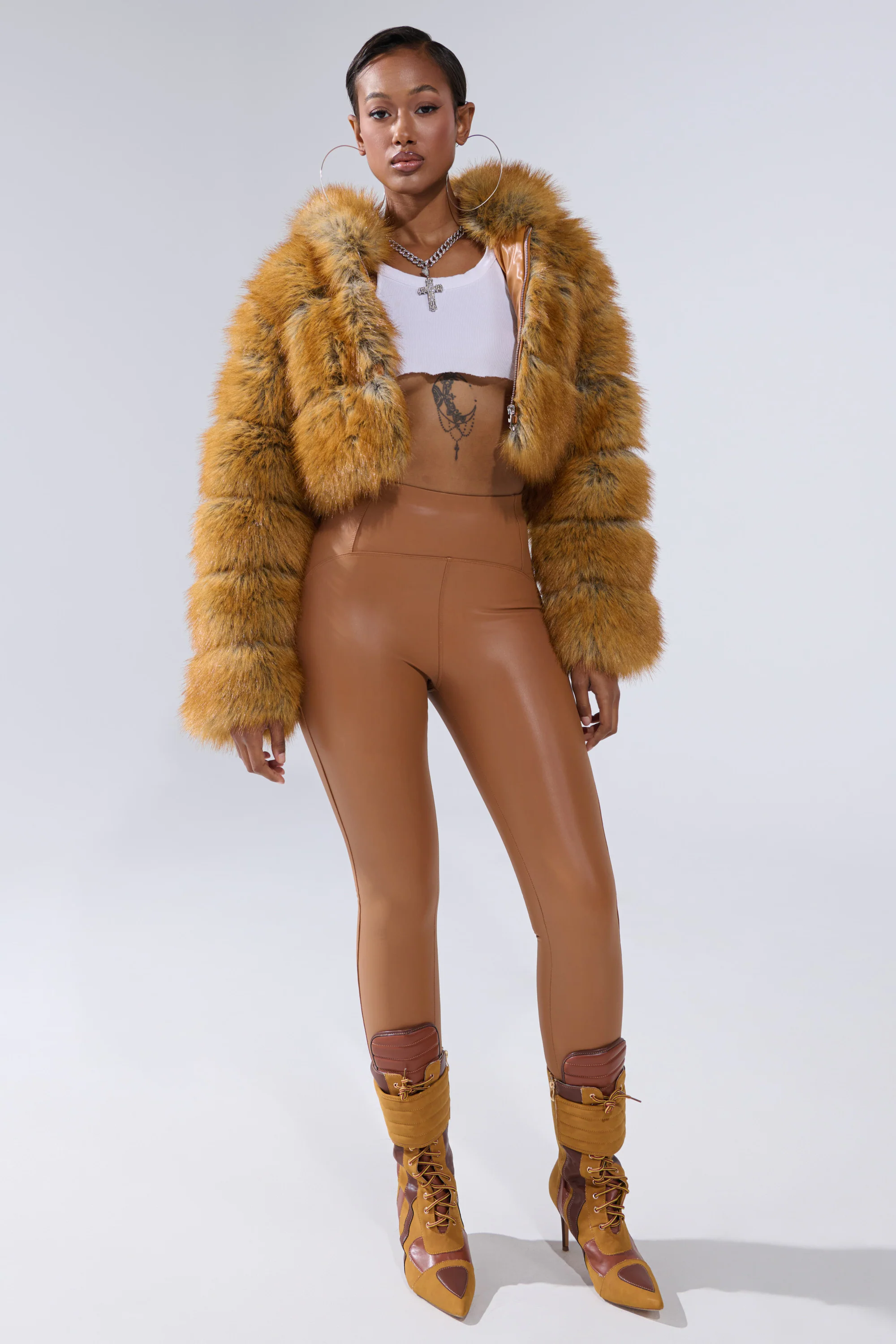 RIO HIGH RISE LEGGING WITH 4 WAY STRETCH IN BROWN - Image 5