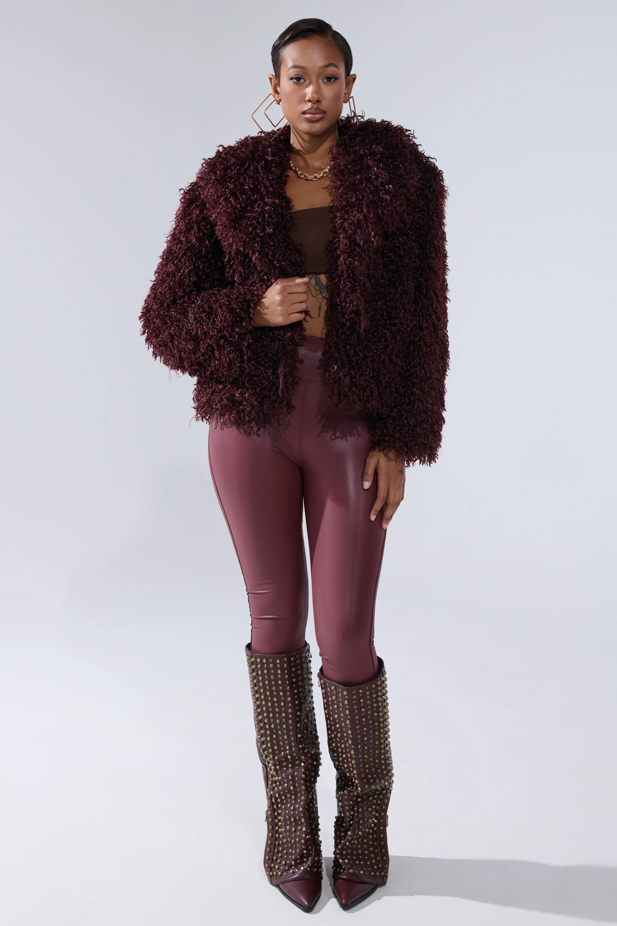 RIO HIGH RISE LEGGING WITH 4 WAY STRETCH IN OXBLOOD - Image 5