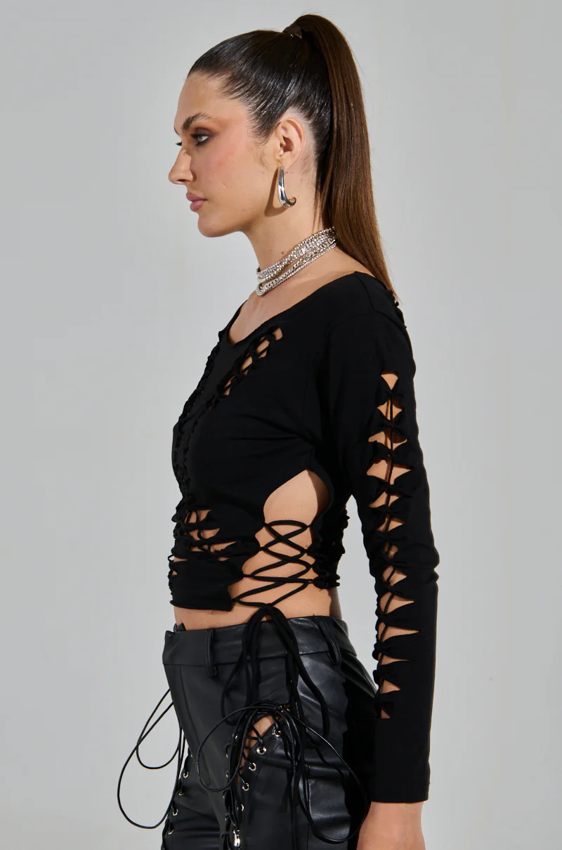 RIP ME OUT DISTRESSED LONG SLEEVE TOP - Image 3