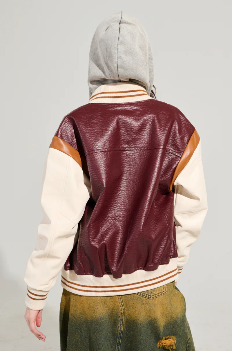 ROCKIT FAUX LEATHER VARSITY BOMBER - Image 6