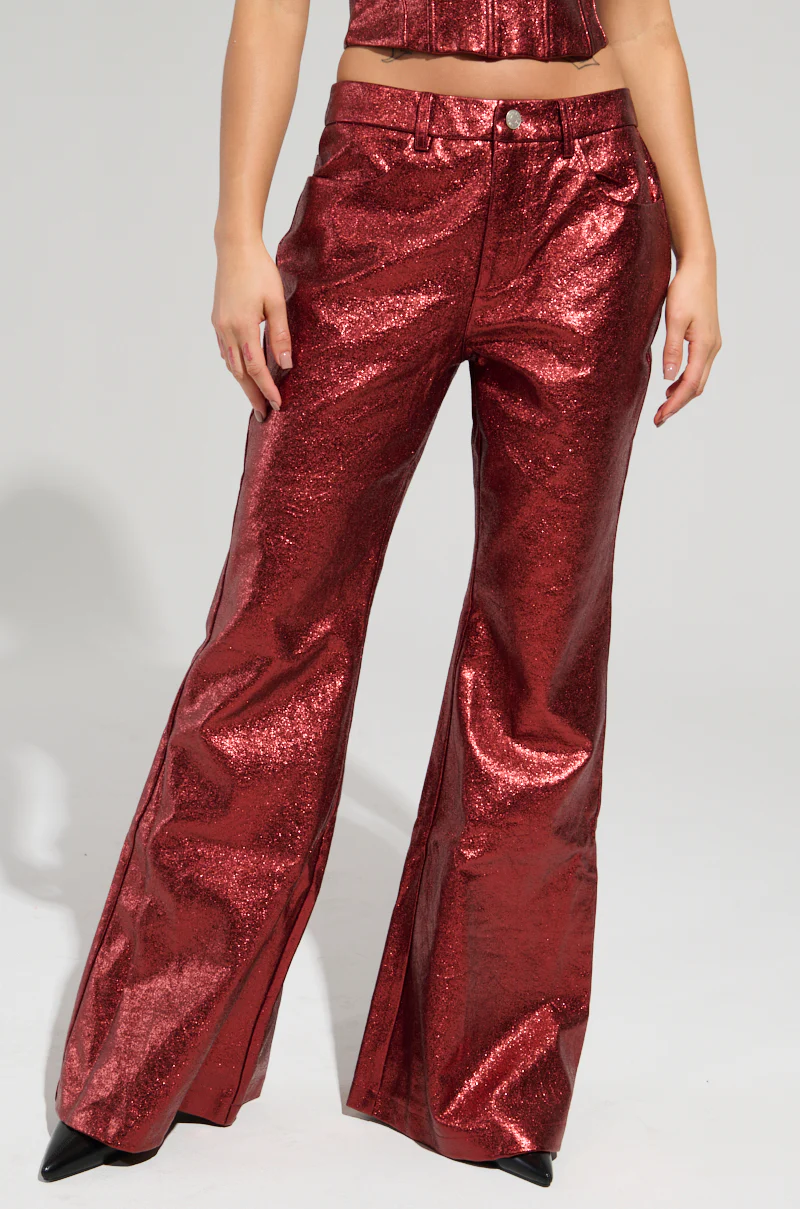 ROCKSTAR CHIC FLARE LEG PANT IN RED - Image 3