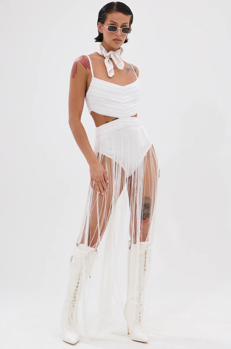 RODEO READY FRINGE MAXI DRESS IN WHITE - Image 4