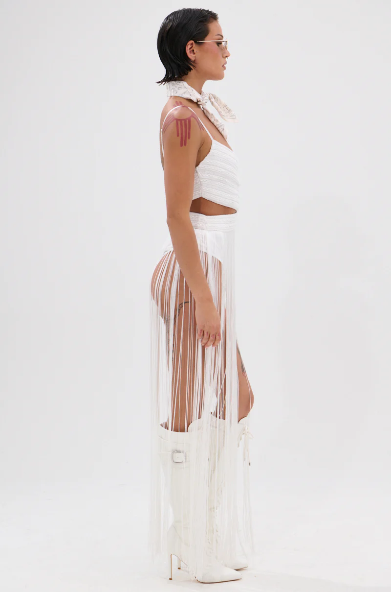 RODEO READY FRINGE MAXI DRESS IN WHITE - Image 6