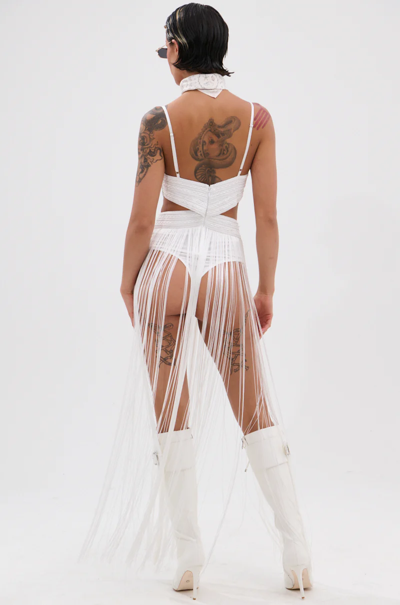 RODEO READY FRINGE MAXI DRESS IN WHITE - Image 7