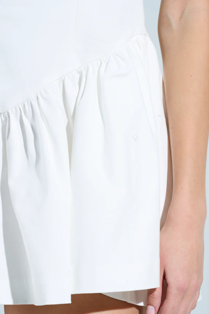 ROSALIA STRETCH LINEN MINI DRESS IN WHITE - Image 7
