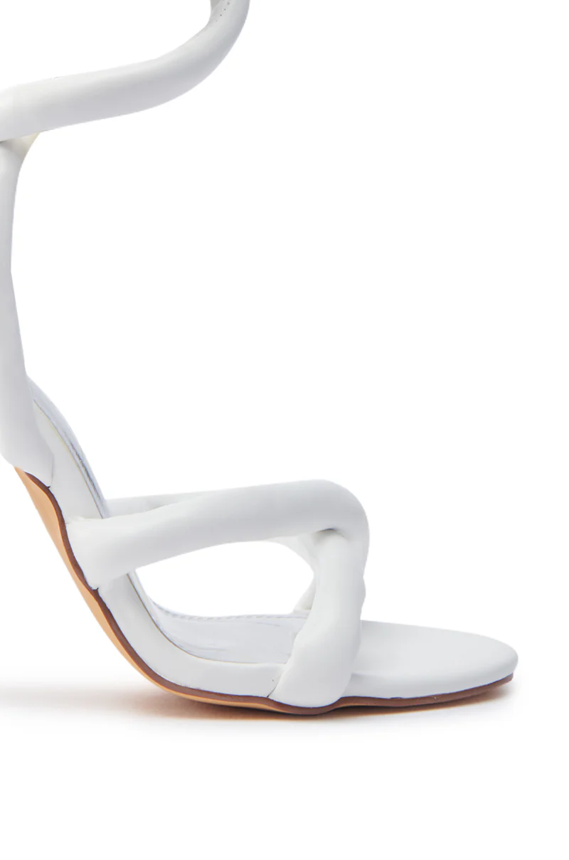 ROYALE WHITE PU PUFF CHUNKY LACE UP SANDAL - Image 6