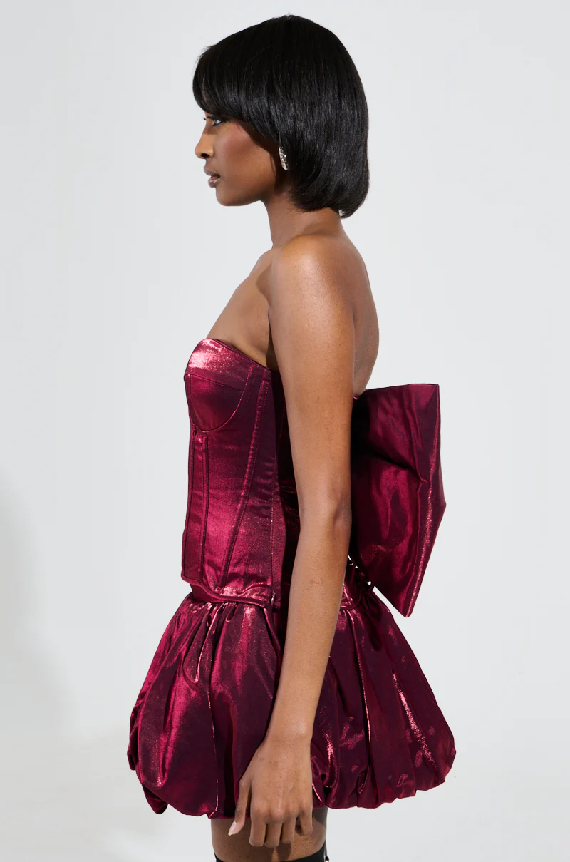 RUBY RED CORSET TOP WITH BOW DETAIL - Image 6