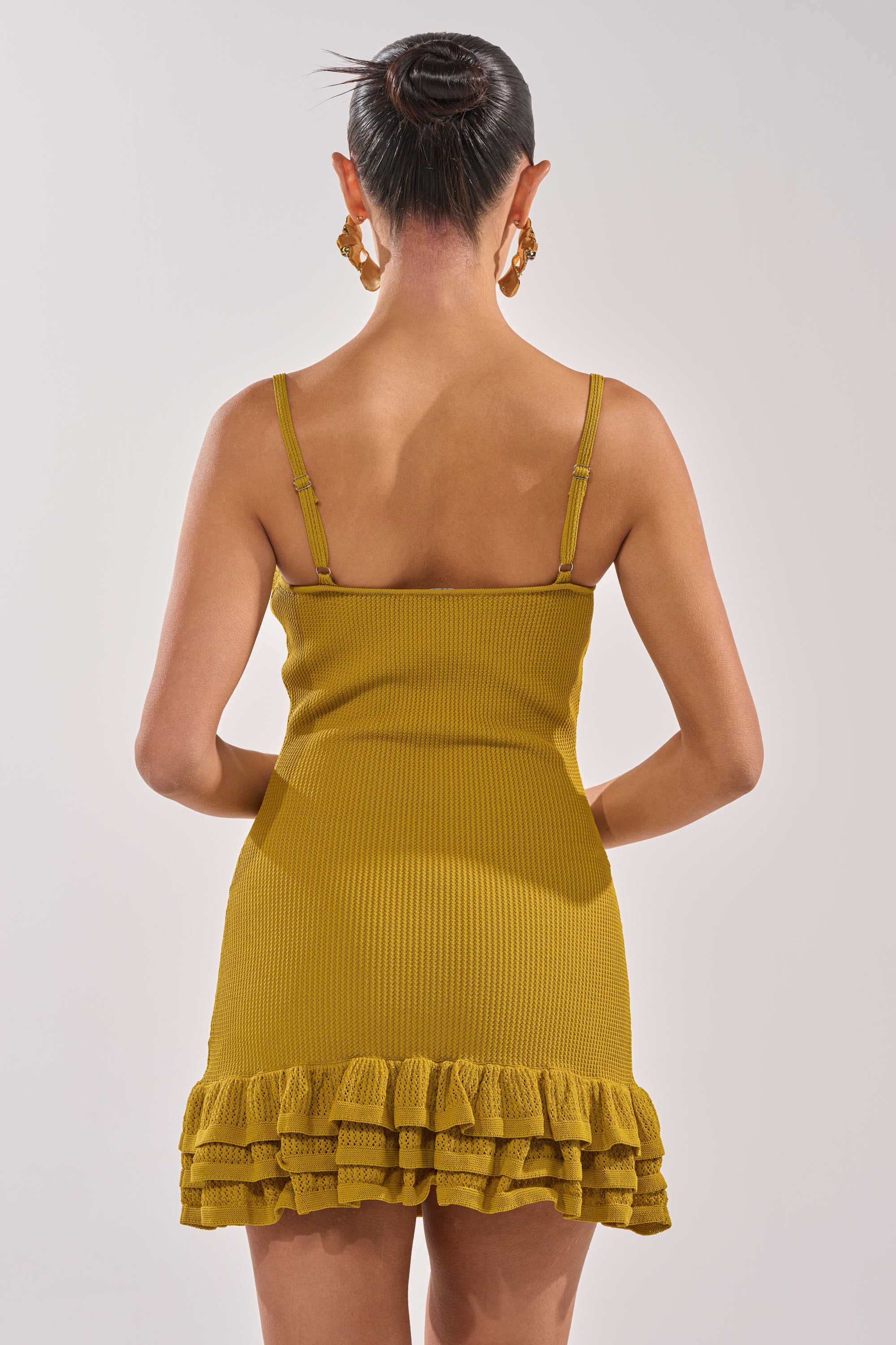RUFFLE QUEEN MINI DRESS IN GREEN - Image 4