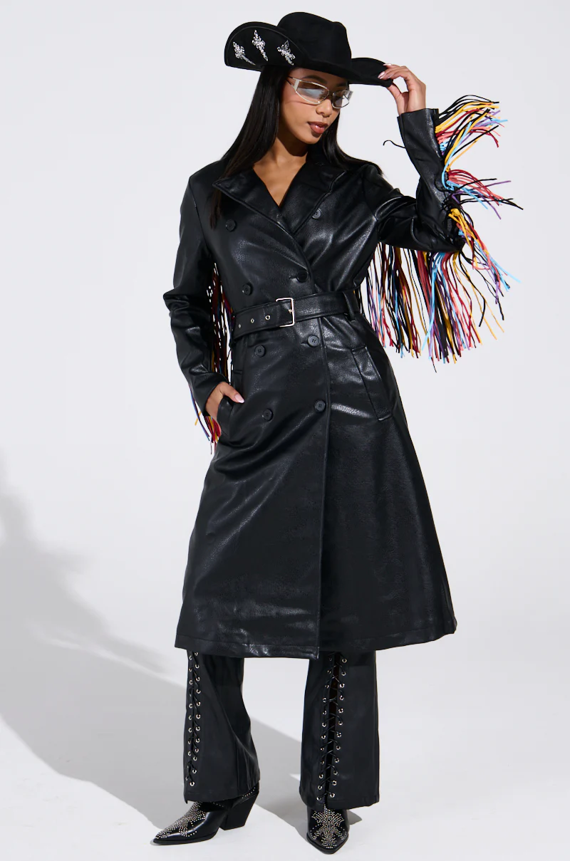 RYDER FRINGE TRENCH IN BLACK MULTI - Image 2