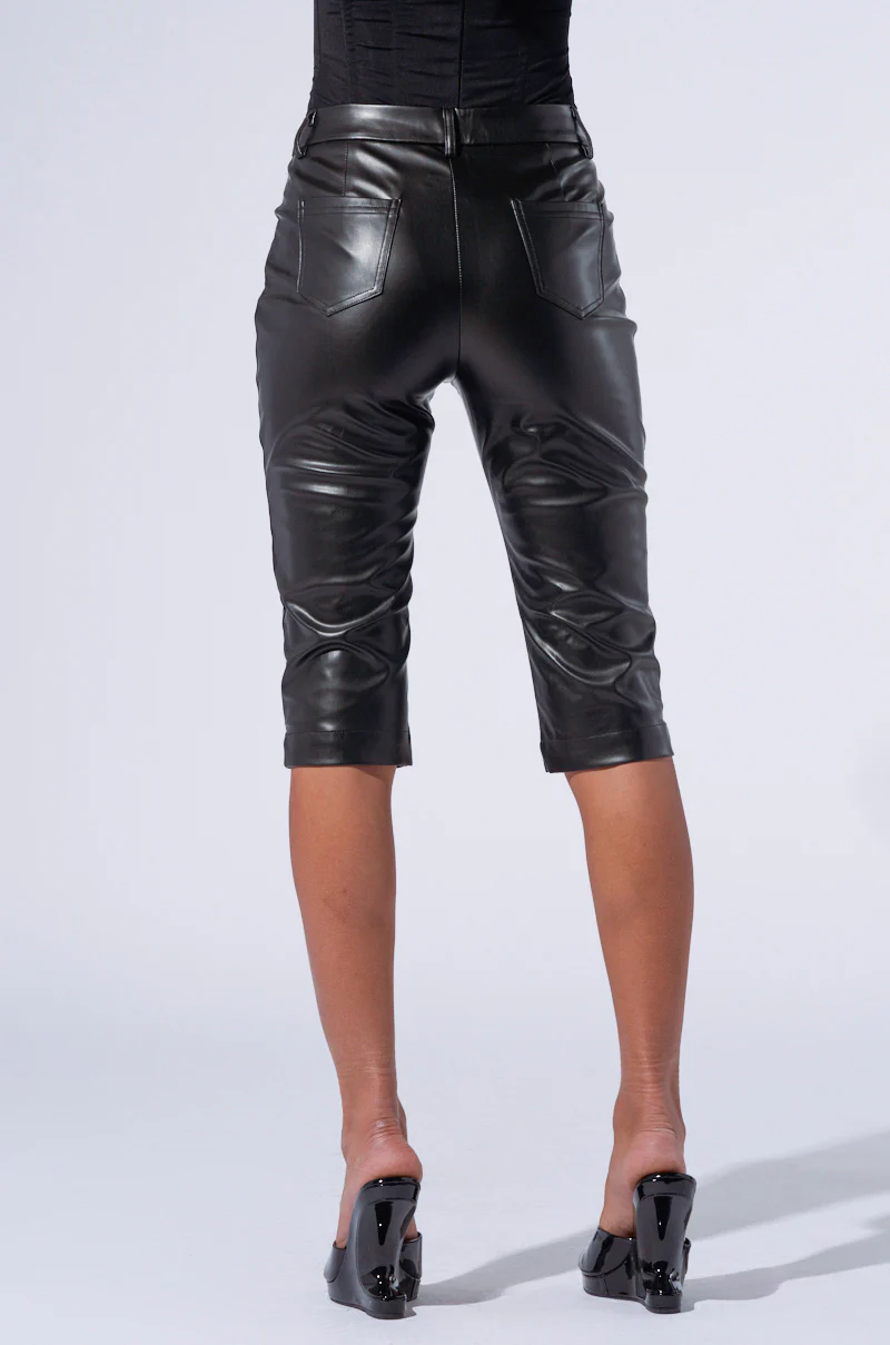 SAMANTHA FAUX LEATHER CAPRI PANTS - Image 4