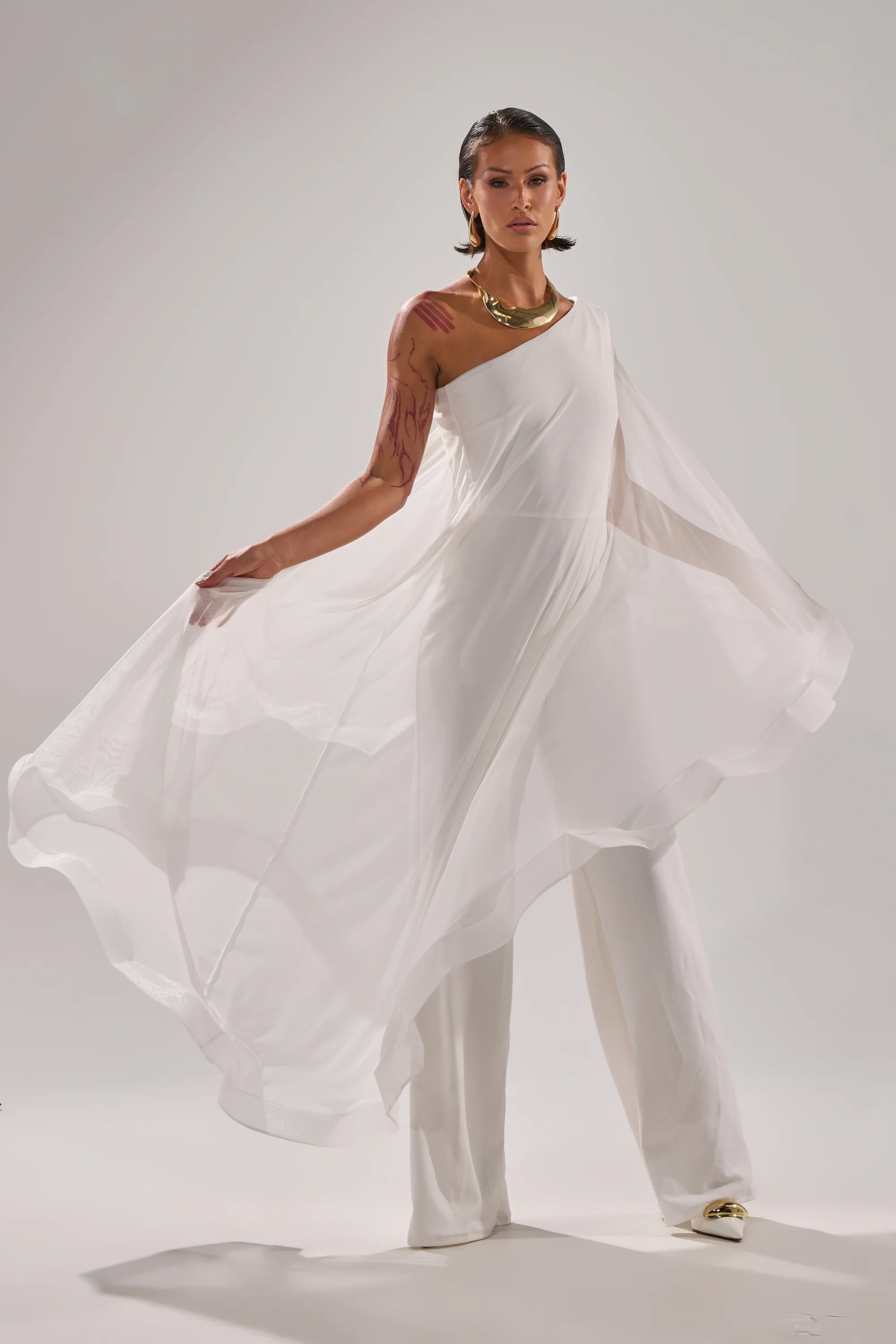 SANDO MESH JUMPSUIT IN WHITE - Image 2