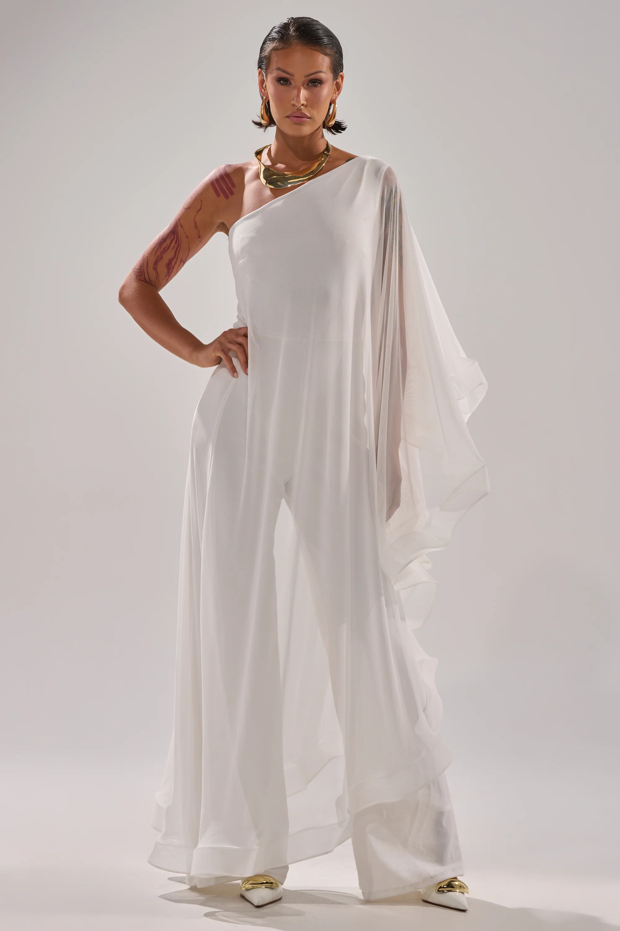 SANDO MESH JUMPSUIT IN WHITE - Image 3