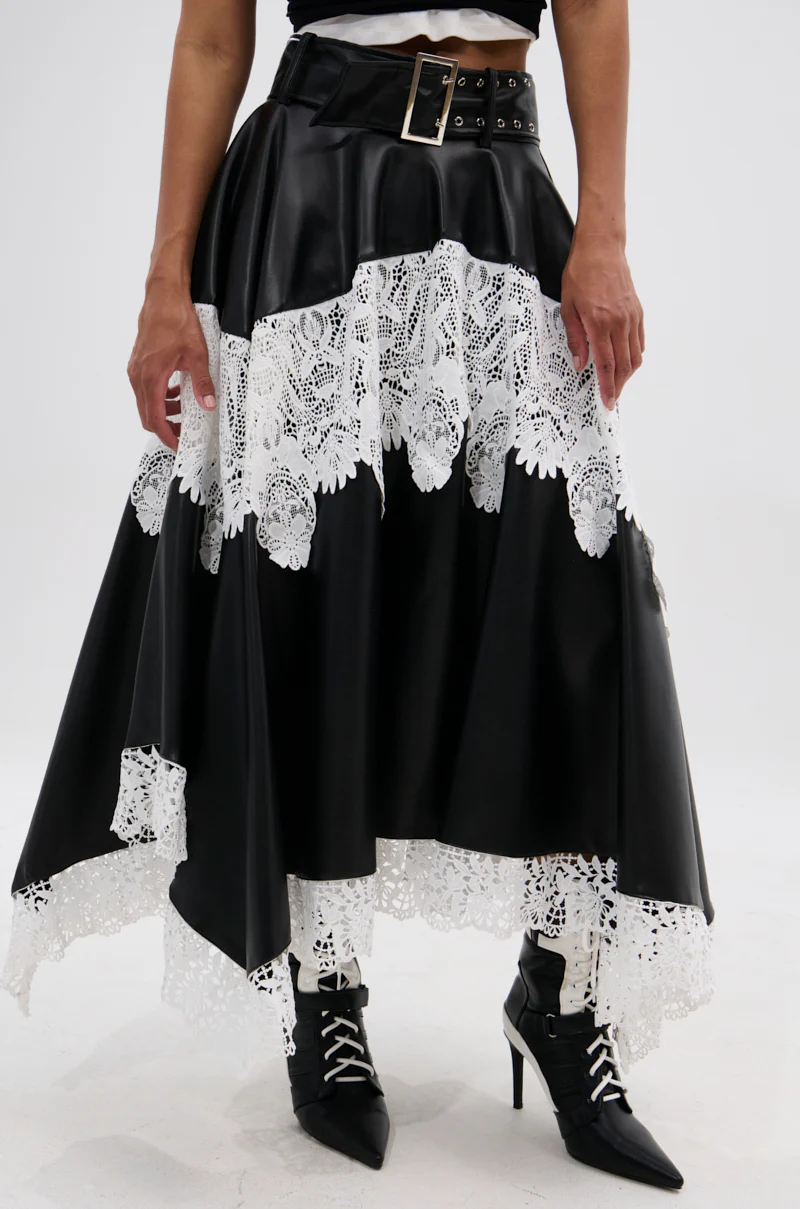 SARA BELTED LACE TRIM SKIRT - Image 3