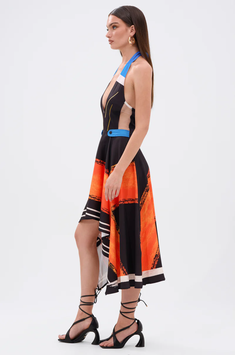 SASHA COLOR BLOCKED MIDI DRESS - Image 3