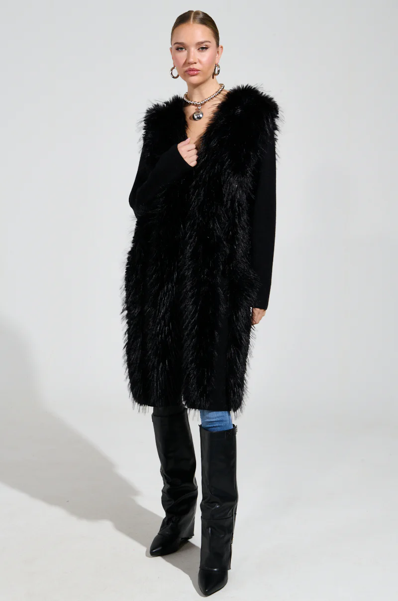 SASHA FIERCE LONG FUR TRIM CARDIGAN - Image 6