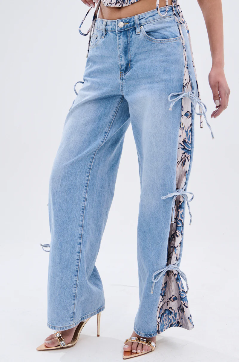 SEASONAL AWAKENING BROCADE PATCH DENIM JEANS - Image 2