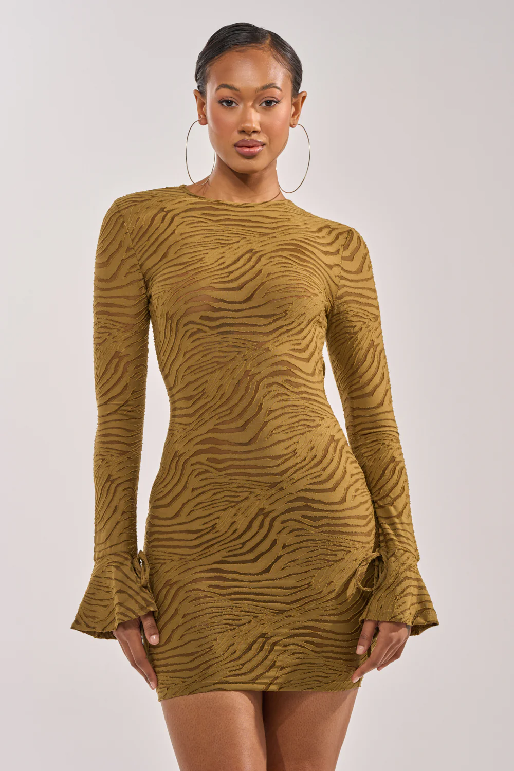 SEE ME WIN MESH MINI DRESS IN OLIVE - Image 3