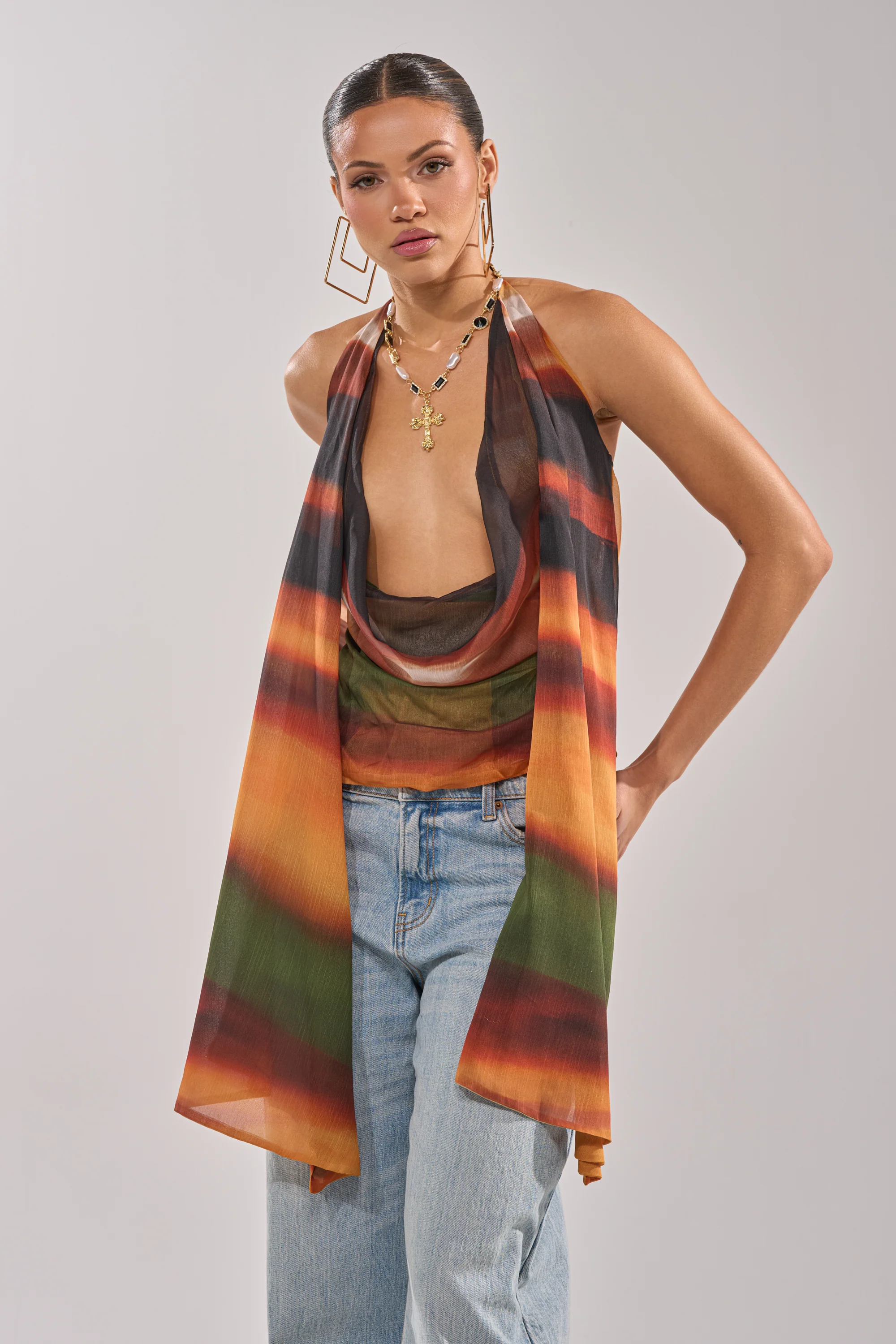 SELENA DEEP COWL HALTER TOP - Image 4