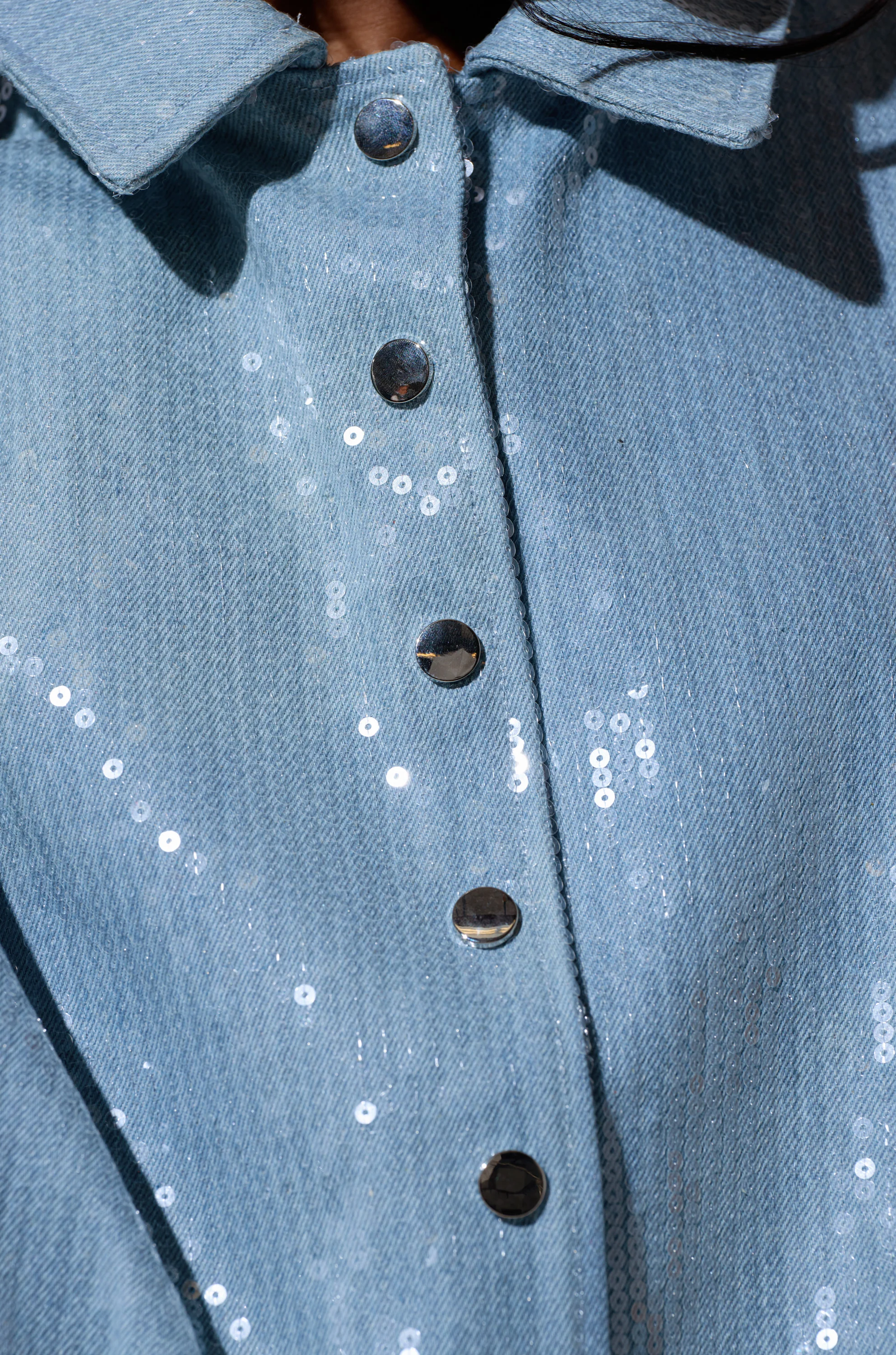 SEQUIN OVERLAY DENIM BOMBER - Image 9