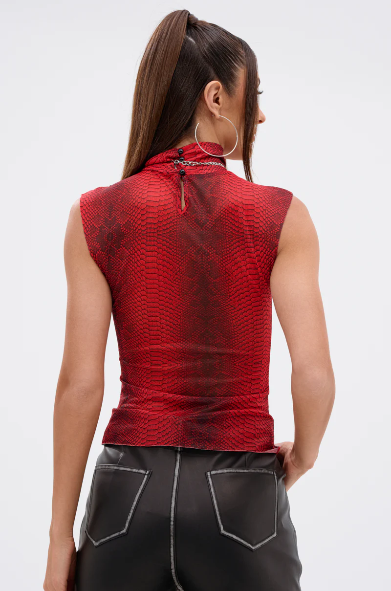 SEXY LITTLE SNAKE MESH TOP IN RED - Image 5