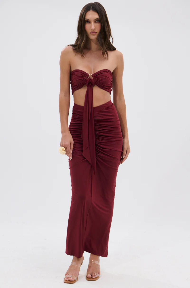 SEXY RUCHED BACK SLIT MAXI SKIRT - Image 3