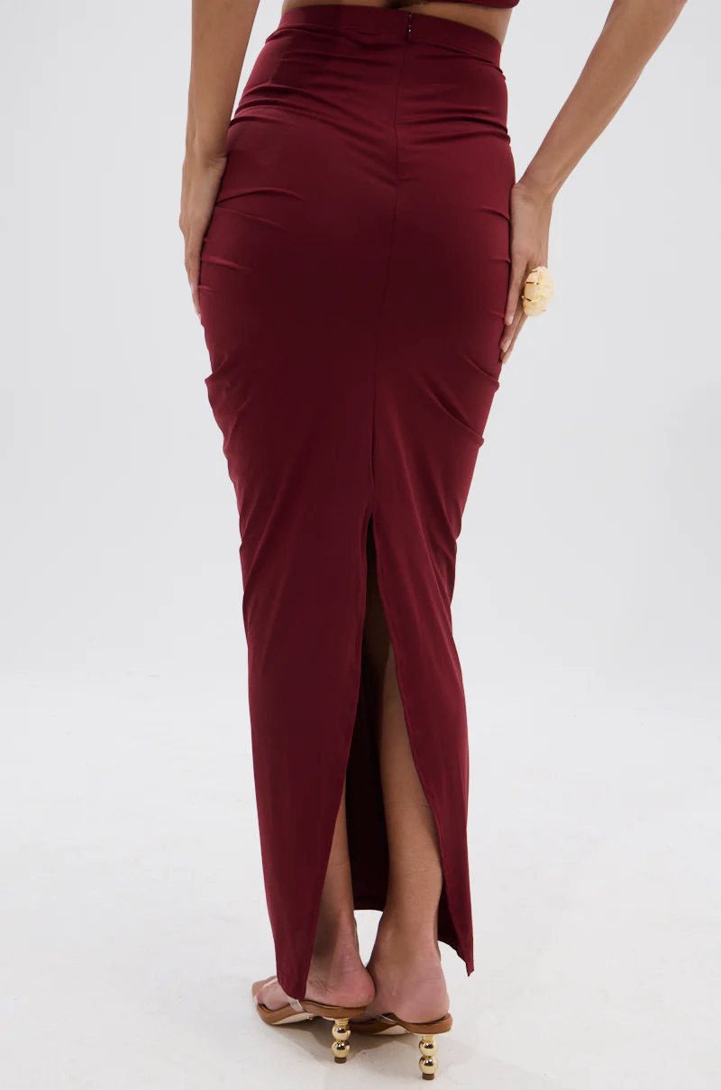 SEXY RUCHED BACK SLIT MAXI SKIRT - Image 6