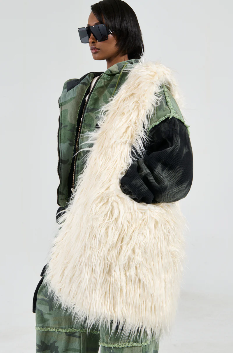 SHAGGADELIC FAUX FUR OVERSIZED TOTE