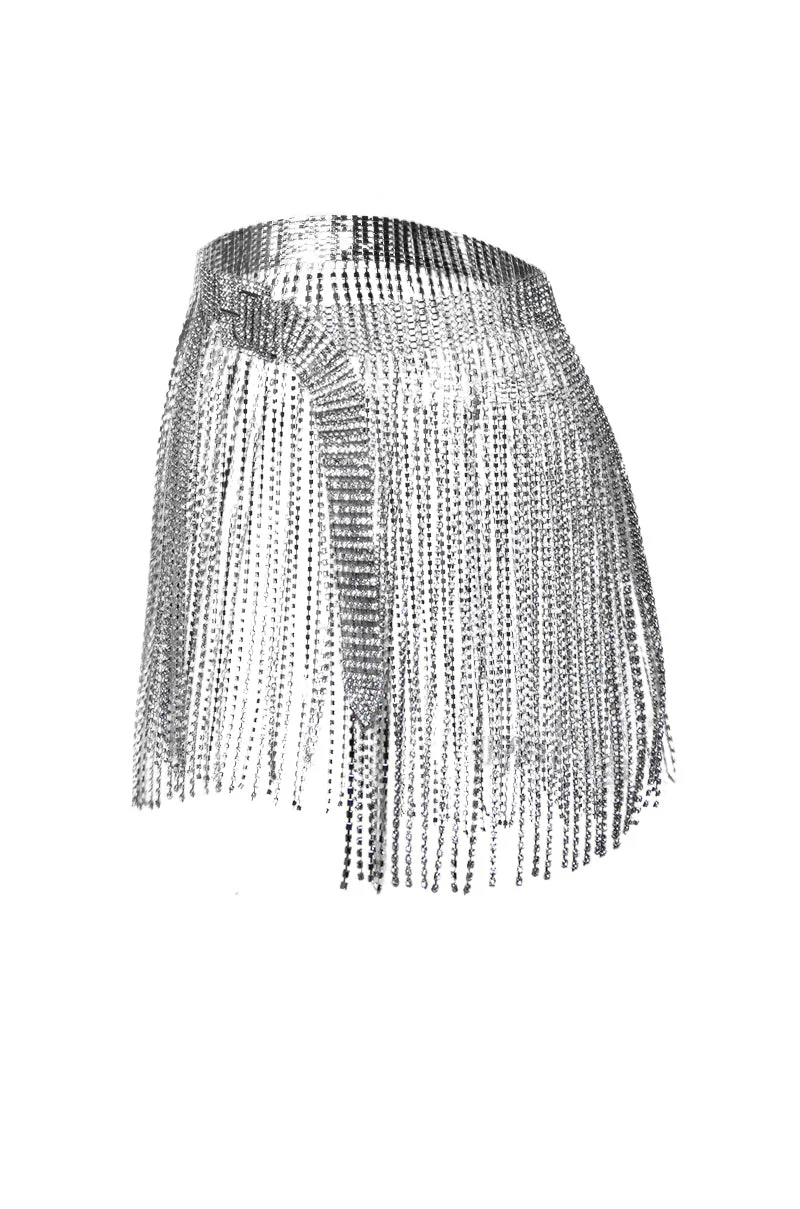 SHAKE A TAIL FEATHER RHINESTONE FRINGE SKIRT BELT - Image 3