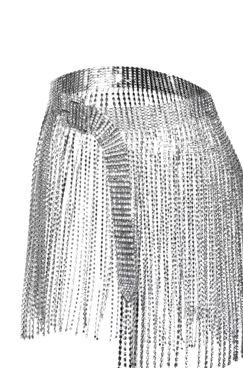 SHAKE A TAIL FEATHER RHINESTONE FRINGE SKIRT BELT - Image 4