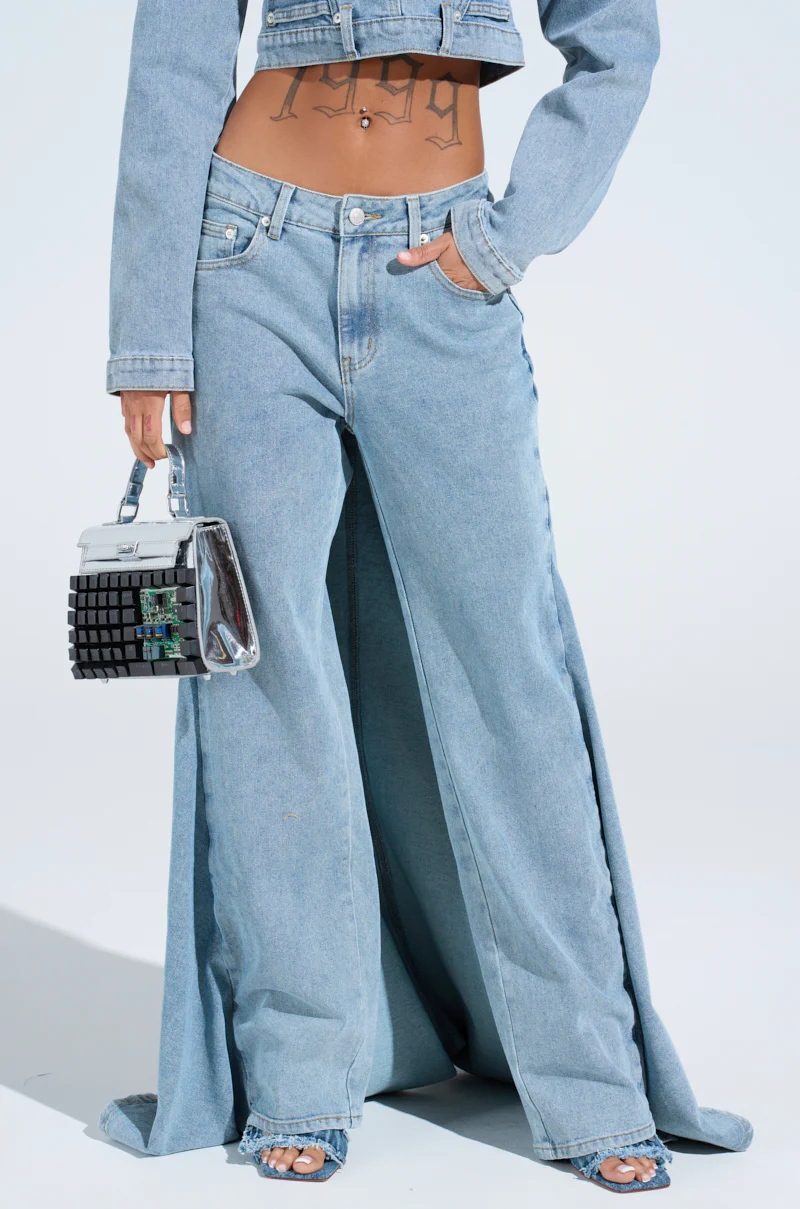 SHAKE IT OFF DENIM PANT WITH SKIRT ATTACHED - Image 2
