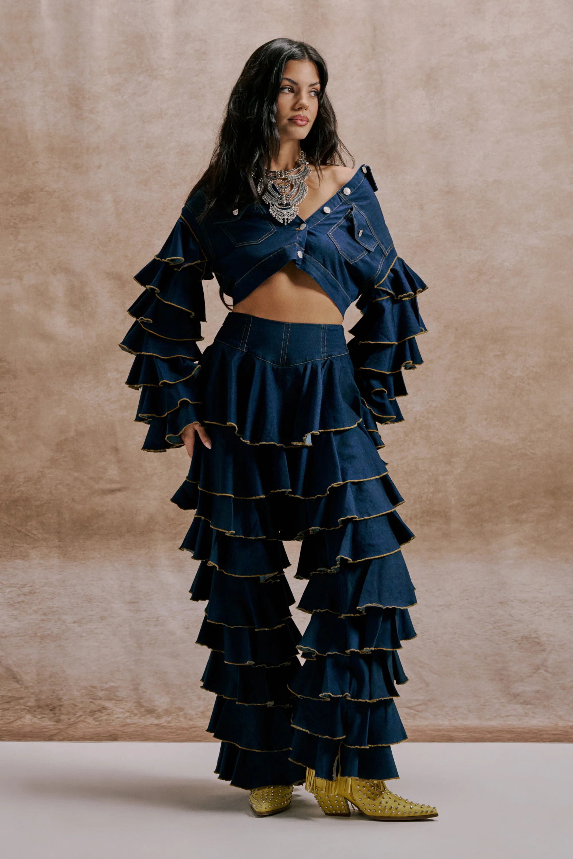 SHAKE IT OUT DENIM RUFFLE JEANS - Image 2