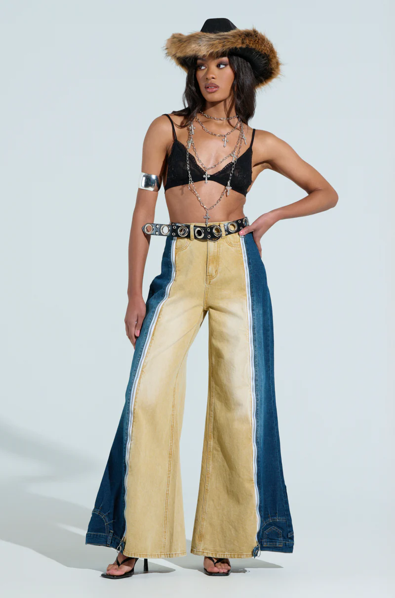 SHE CAN DO BOTH MIXED MEDIA DENIM JEANS - Image 2