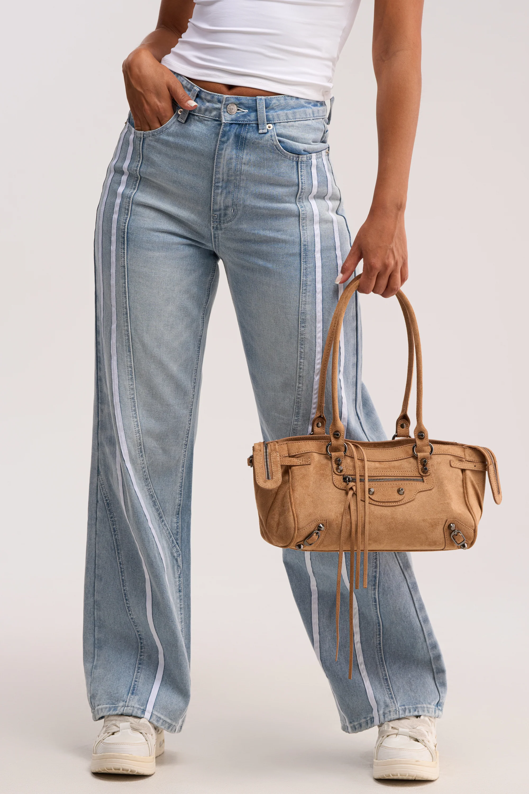 SHE IS A RUNNER DENIM TRACK PANT - Image 3