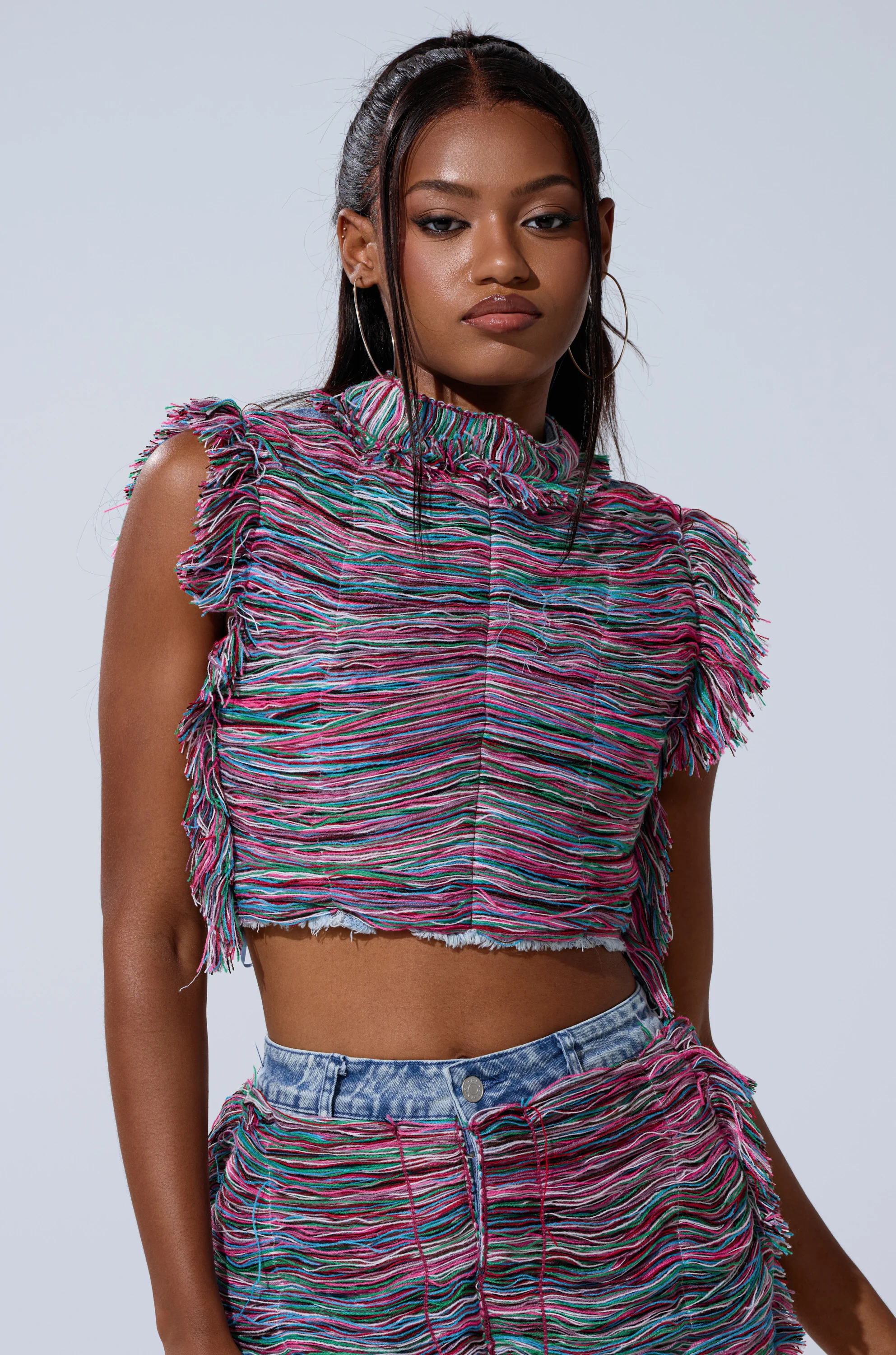 SHES GONE, DANCE ON GIRL SHREDDED DENIM TOP - Image 2