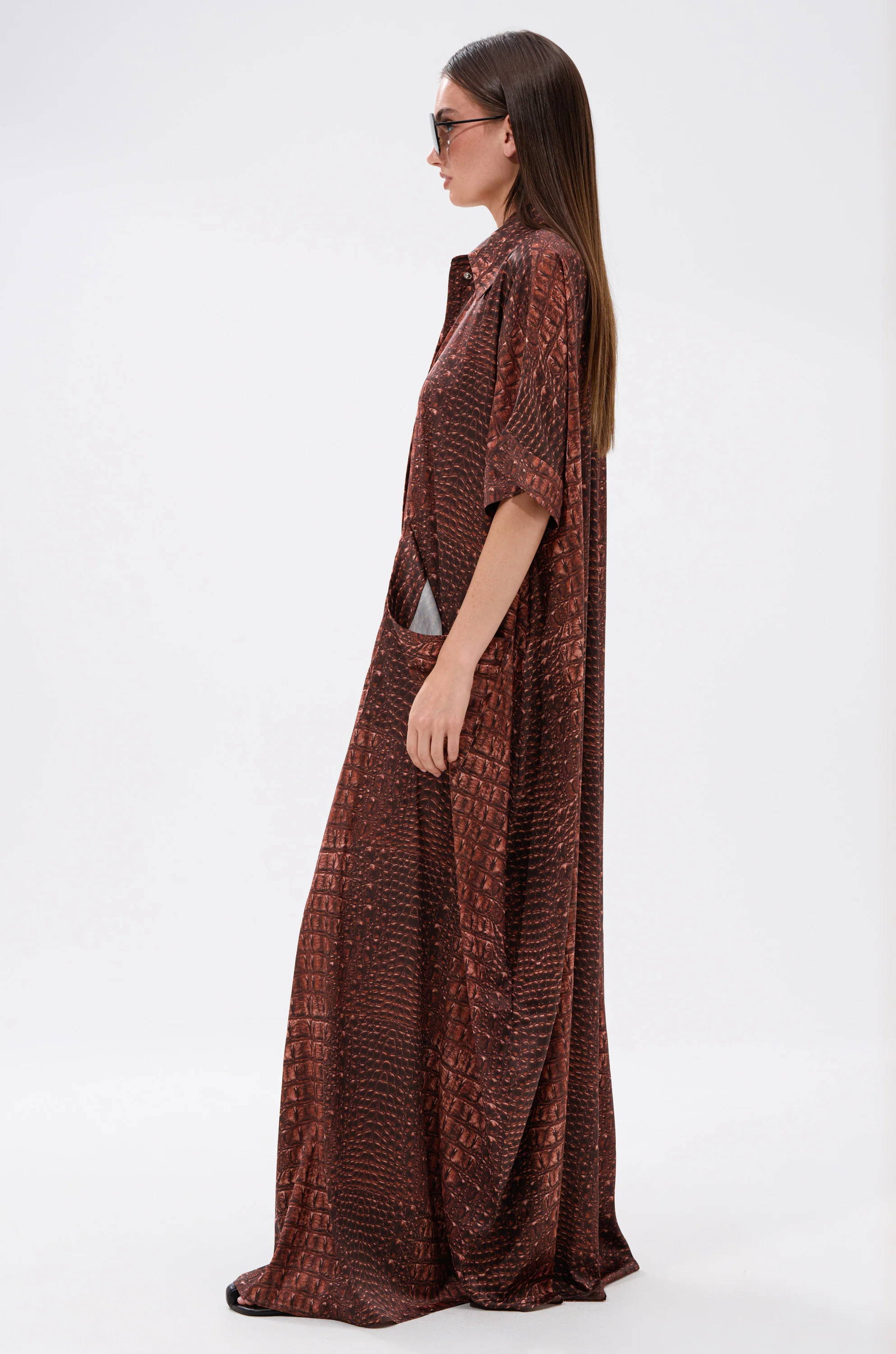 SHE'S RICH OVERSIZED SATIN JUMPSUIT IN CROC PRINT - Image 6