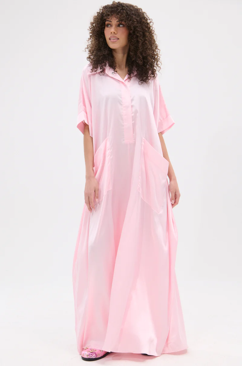 SHE'S RICH OVERSIZED SATIN JUMPSUIT IN LIGHT PINK - Image 4