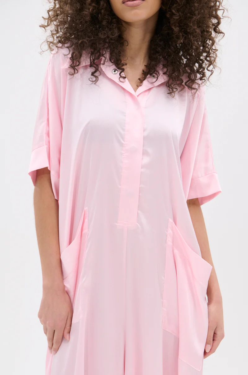 SHE'S RICH OVERSIZED SATIN JUMPSUIT IN LIGHT PINK - Image 8